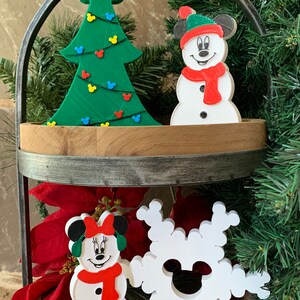 Christmas Snowman Mickey and Minnie Inspired Decoration Disney Inspired Holiday Decor image 3