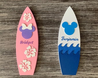 Personalized Mickey and Minnie Surfboard Decoration | Personalized Disney Inspired Décor | Custom Mickey Summer Decoration