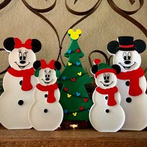 Christmas Snowman Mickey and Minnie Inspired Decoration | Disney Inspired Holiday Decor