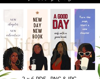 Marque-pages affirmation de femmes noires : oeuvres d'art imprimables pour les amateurs de lecture (téléchargement numérique)