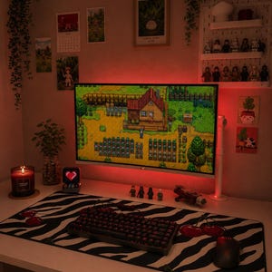 Tappetino da scrivania con stampa zebrata e ciliegie / Tappetino da gioco retrò Y2K / Decorazione per ufficio disegnata a mano immagine 2