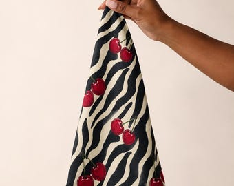 Serviette à main imprimé zèbre cerise | Motif fruité rétro