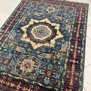 Handmade Mamluk Design Afghan Wool Rug – Authentic Oriental Carpet – Traditional Handmade Area Rug – Unique Vintage Afghan Rug –