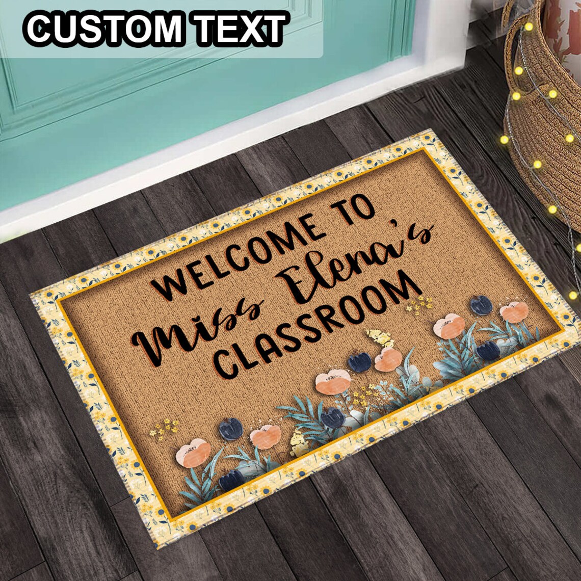 Personalized Name Teacher Doormat To Classroom Mat Etsy