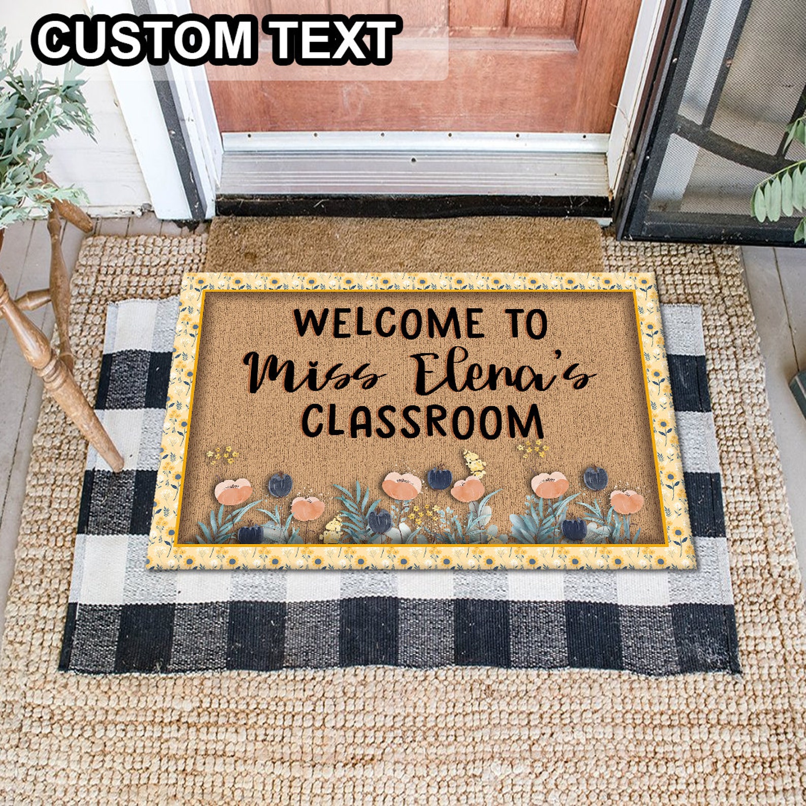 Personalized Name Teacher Doormat To Classroom Mat Etsy