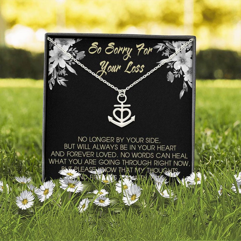 Cancer Sympathy Gift Anchor Necklace: Illness Empathy Thinking of You Chemo Sickness Encouragement Uplifting -2172370