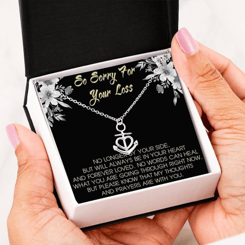 Cancer Sympathy Gift Anchor Necklace: Illness Empathy Thinking of You Chemo Sickness Encouragement Uplifting -2172370