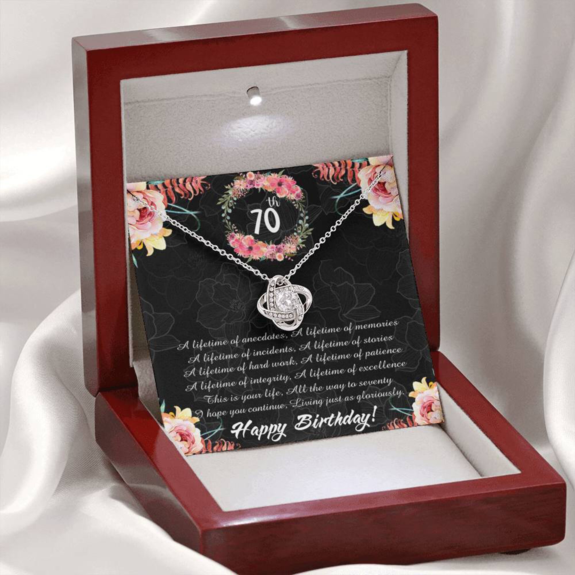 70th Birthday Gifts Love Knot Necklace for Mom Grandmother