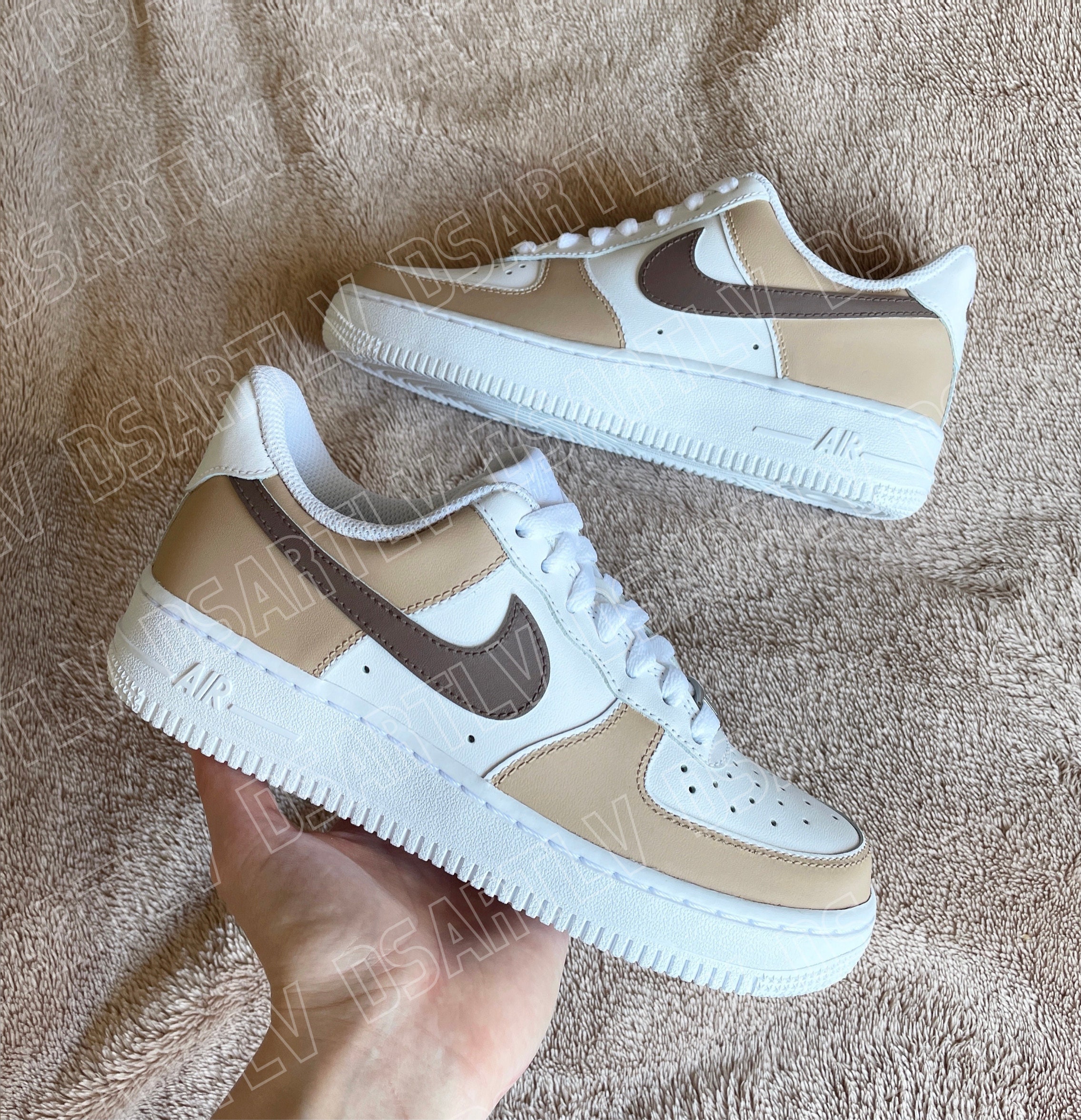 nike air force 1 brown and white