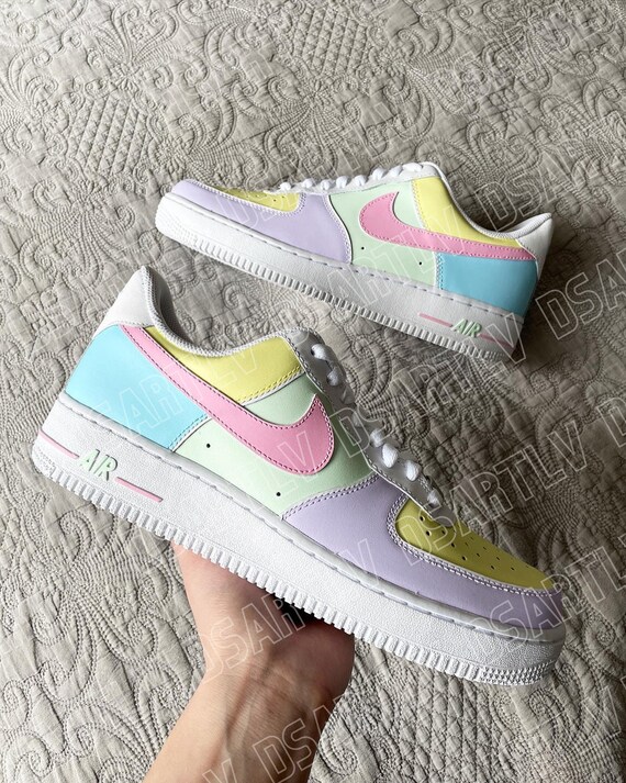 Nike Air Force 1 Custom Sneakers Roze Blauw Geel Lilac | Etsy