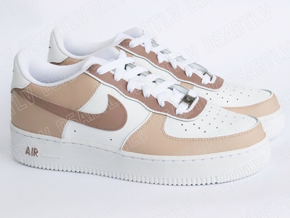 Nike Air Force 1 Custom Sneakers Beige Bruin | Etsy Nederland