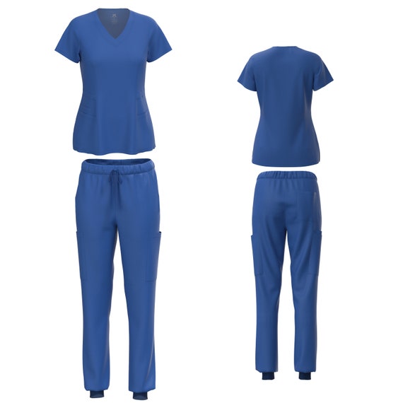 Women's 4 Way Stretch Jogger Scrub Set Top with Pants 5 Etsy