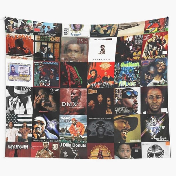 Hip Hop History Tapestries, Hip Hop Collage Wall Tapestry, Music Wall Hanging