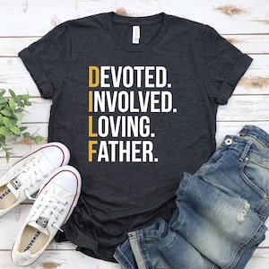 Tony Rubino Mens DILF Dedicated Involved Loving Father Funny Dad Gift White Short-Sleeve Unisex T-Shirt 