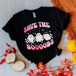 Breast Cancer Awareness Halloween Tee, Cute Ghost Shirt, Halloween Shirt, Funny Halloween Shirt, October Shirt, Cancer Awareness Shirt