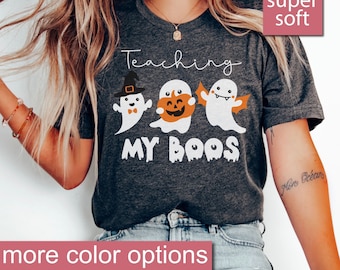 Halloween Teacher Shirt, Halloween Shirt, Teaching My Boos, Teacher Halloween, Teacher Shirts, Gift For Teacher, Kindergarten Teacher, Party