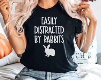 Easily Distracted By Rabbits - Rabbit Shirt, Bunny Shirt, Rabbit Lover Gift, Rabbit TShirt, Rabbit Shirts, Premium Mens Womens Unisex Shirt