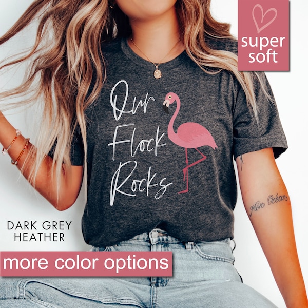Our Flock Rocks Flamingo - Flamingo Shirt, Flamingo T-Shirt, Flamingo Geschenk, Hello Summer Shirts, Flamingo Shirt, Herren Damen Unisex Shirt