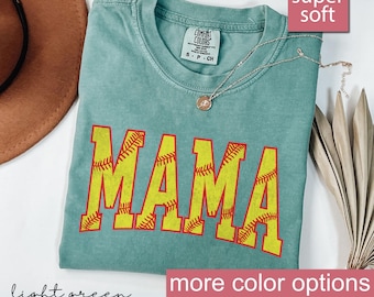 Comfort Colors® Cute Softball Mama Shirt, Mothers Day Gift For Softball Mom, Gift For Softball Lover Mom Shirt, Softball Season Mom Shirt