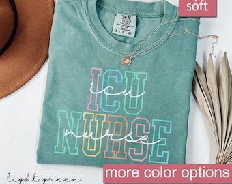 Comfort Colors® Camisa de enfermeras Icu, camisas de enfermería Icu, camiseta de enfermera Icu, regalo de Icu, cuidados críticos de Icu, regalo de posgrado de enfermera de Nicu, cuidados intensivos