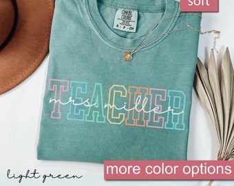 Comfort Colors® Custom Teacher Shirt, Teacher Team Shirts, Personalized School Tshirt, Teacher Gift, Customized Name Teacher Shirt Gifts