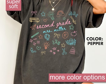 Comfort Colors® Custom Second Grade Teacher Shirt, Personalized 2nd Grade Teacher Shirt, Customized 2nd Grade T-Shirt, Second Grade TShirt