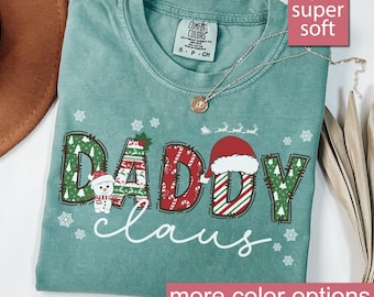 Comfort Colors® クリスマス パパ シャツ、クリスマス パパ ギフト、パパ サンタ シャツ、ファミリー クリスマス シャツ、ホリデー パパ シャツ ファミリー クリスマス パパ