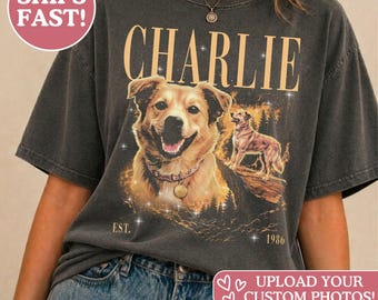 Personalized Dog Photo Shirt, Comfort Colors® Custom Mystical Dog Tee, Pet Memorial Gift