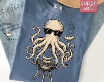 Regalo para asar a la parrilla Comfort Colors®, Pulpo para asar a la parrilla, Cocina, Parrilla, Regalos para asar a la parrilla, Barbacoa, Cocinar, Regalos para asar a la parrilla para hombres