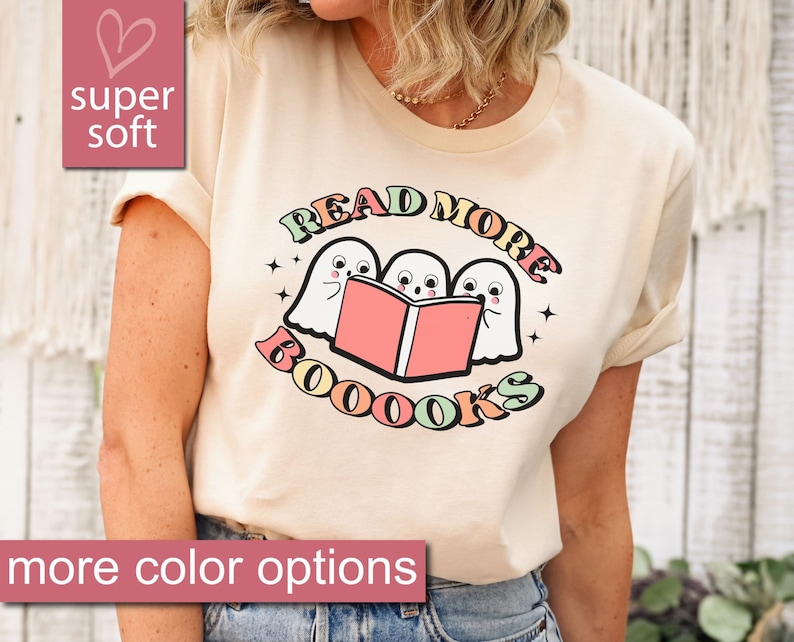 Ghost Books, Booooks Shirt, Halloween Reading Shirt, Librarian T-Shirt, Bookworm Gift, Halloween Party Teacher Shirt, Book Shirt, Read Shirt image 7