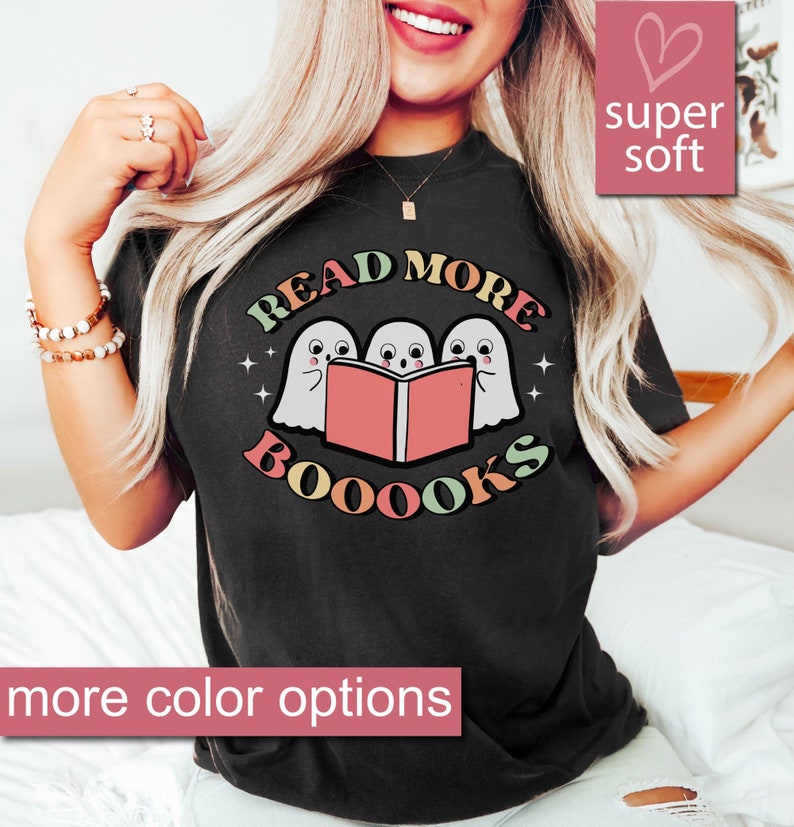 Ghost Books, Booooks Shirt, Halloween Reading Shirt, Librarian T-Shirt, Bookworm Gift, Halloween Party Teacher Shirt, Book Shirt, Read Shirt image 3