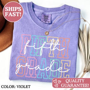 Camiseta Comfort Colors® para maestra de quinto grado, camiseta para maestra de 5.º grado, camiseta de 5.º grado, camiseta de quinto grado, escuela primaria, camiseta para maestra imagen 3