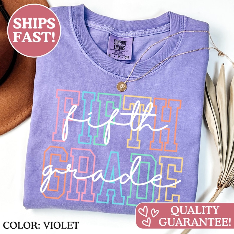 Camiseta Comfort Colors® para maestra de quinto grado, camiseta para maestra de 5.º grado, camiseta de 5.º grado, camiseta de quinto grado, escuela primaria, camiseta para maestra imagen 3