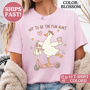 Promoted To Aunt Shirt, Comfort Colors® Scooter Goose Pregnancy Reveal Gift For Future Sister