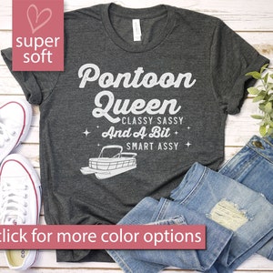 Flamingos Pontoon Queen Classy Sassy And A Bit Smart Assy Shirt - Cute Funny T-Shirts Gift Tee, Pontoon, Premium Men Woman Unisex Shirt