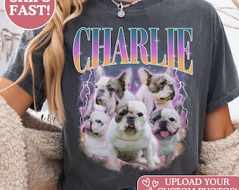 Comfort Colors® Custom Retro Dog Shirt, Personalized Pet Tee, Custom Photo Gifts 90s Graphic, Bootleg Rap Dog Shirt, Custom Design Tshirt