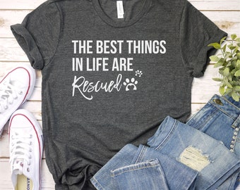 Camiseta de rescate de perros, camiseta de rescate de animales, camiseta de perro de rescate, estampado de pata, camiseta de pata de perro, rescate de animales, camiseta unisex premium para hombres y mujeres
