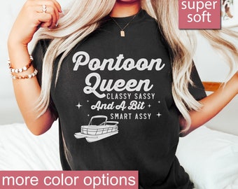 Flamingos Pontoon Queen Classy Sassy And A Bit Smart Assy Shirt - Cute Funny T-Shirts Gift Tee, Pontoon, Premium Men Woman Unisex Shirt