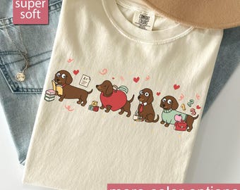 Camiseta Comfort Colors® Dachshund para Professores | Camiseta divertida para mães de cachorro, presente de volta às aulas para educadores, professora de cachorro salsicha