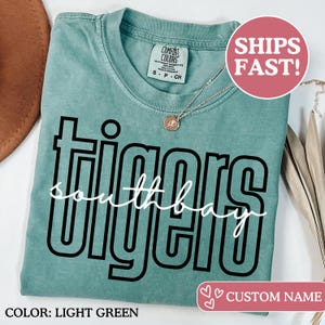 Comfort Colors® Custom School Spirit Shirt, Football Shirt, School Logo Tee, Team Mascot Shirt Gift, Tigers Wildcats Panthers Eagles Shirt