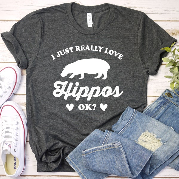 I Just Really Love Hippos Ok Shirt - Hippo Shirt Hippo Lover Shirt, Hippopotamus Shirt, Hippo Lover Gift, Premium Men Woman Unisex Shirt