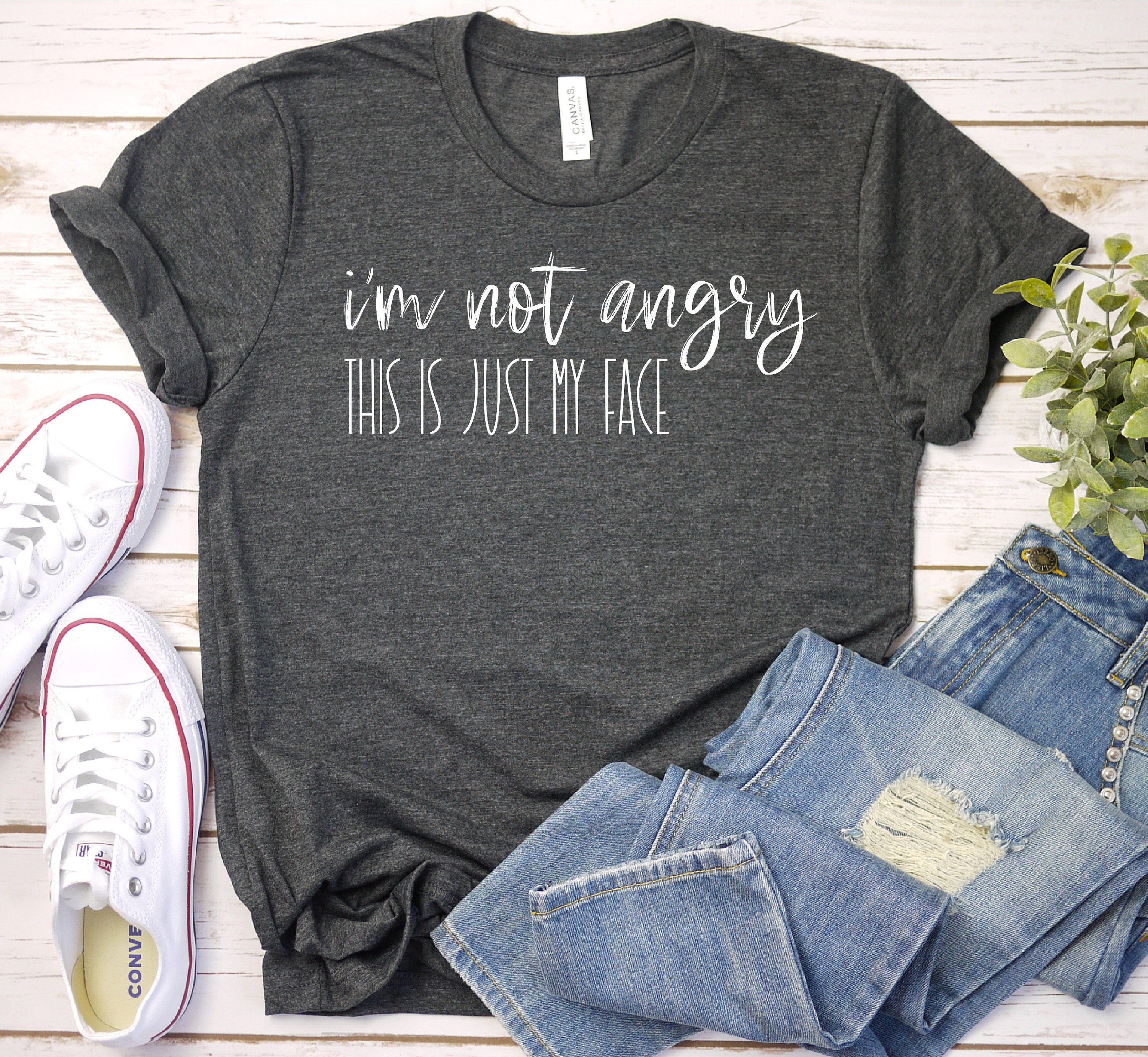 Shirt with Sayings, Funny T-Shirt, Funny Tees, Sarcastic Shirt I'm Not Angry This Is Just My Face Funny, Premium Mens Womens unisex Shirt