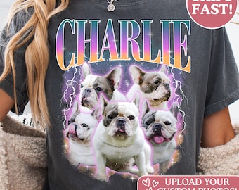 Comfort Colors® Custom Retro Dog Shirt, Personalized Pet Tee, Custom Photo Gifts 90s Graphic, Bootleg Rap Dog Shirt, Custom Design Tshirt