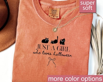 Comfort Colors® Black Cat Halloween Shirt, Black Cat Gifts, Cat Mom Halloween Shirts, Spooky Season Tee, Crazy Cat Lady, Halloween Party