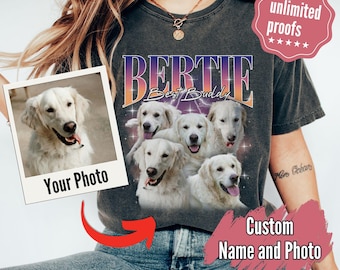 Comfort Colors® Custom Retro Dog Shirt, Personalized Pet Tee, Custom Photo Gifts 90s Graphic, Bootleg Rap Dog Shirt, Custom Design Tshirt