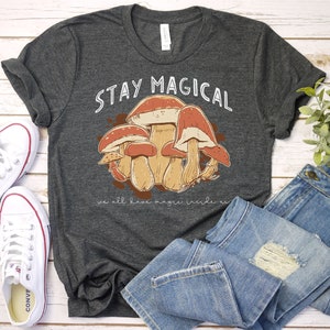 Vintage Illustration Mushroom Decor Art Shirt, Botanical Shirt, Plant Shirt, Mushroom Shirt, Hippie Shirt, Nature Lover, Cottagecore Tees