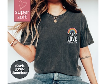 Shirt vrede liefde gelijkheid, shirt regenboog vlag, Gay Pride-shirt, Pride Month-shirt, Gay Rights-shirt, Gay Rainbow-shirt, Pride-shirt, liefde