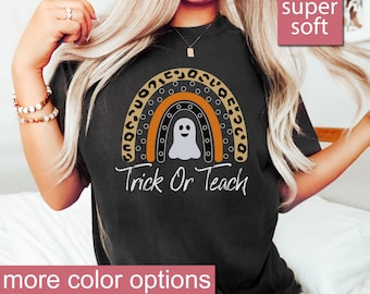 Teacher Halloween T-Shirt, Trick Or Teach, Funny Halloween Shirt, School Halloween Shirt, Teacher Shirt, Premium Mens Womens Unisex Shirt