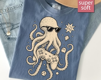 Comfort Colors® Octopus Gaming, Videospiele, Gamer, Gamer Geschenke, Gamer Geschenk, Gaming Shirt, Gamer Shirt, Gaming Geschenke