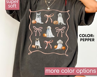 Comfort Colors® Cute Ghost Dog T-Shirt, Halloween T-shirt, Pumpkin Dog Halloween Shirt, Ghost T-shirt, Dog Lovers Tee, Spooky Season